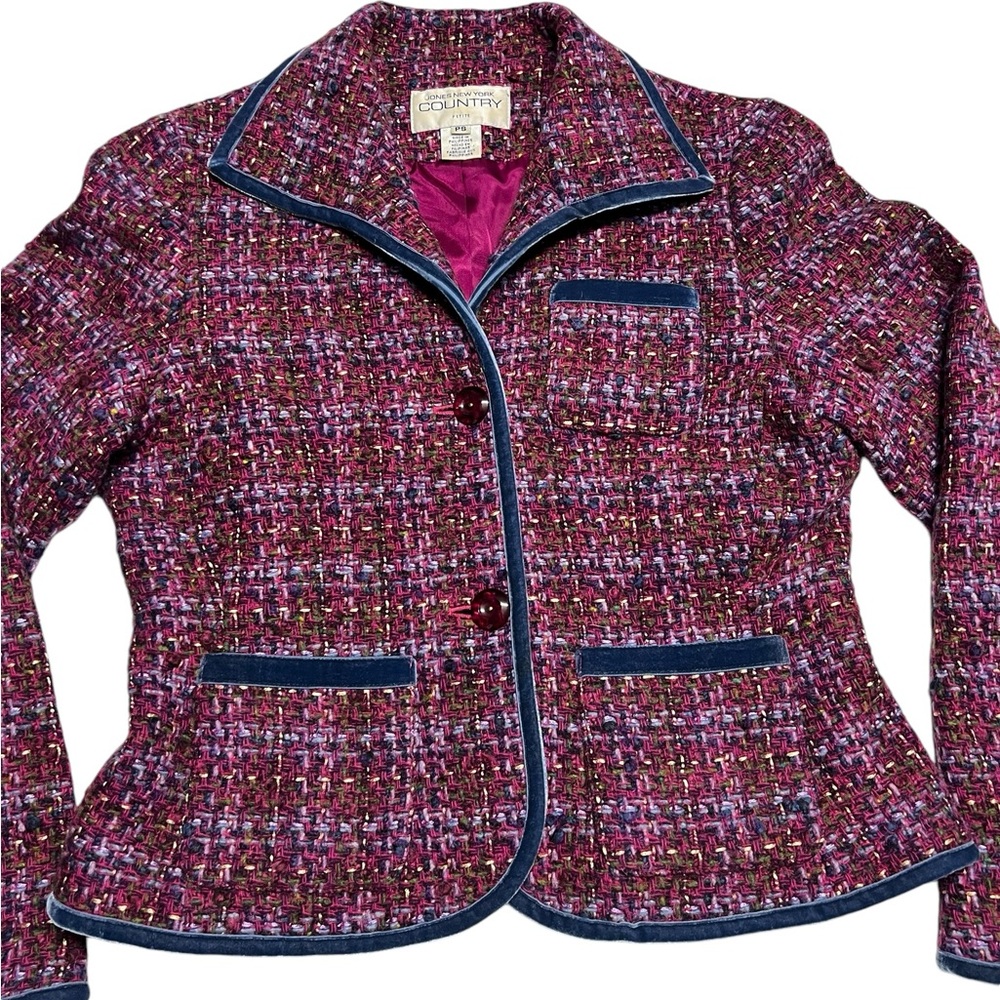 Jones New York Country - Women’s Colorful Tweed Blazer Sz. PS - Picture 2 of 7